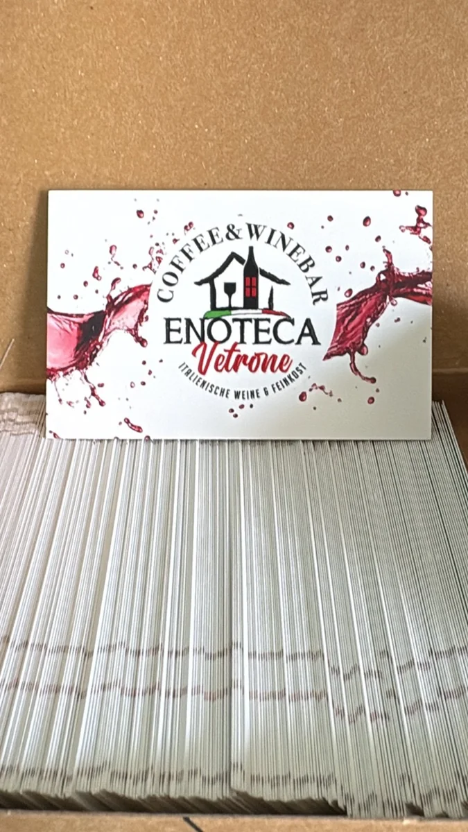 Gedruckte Karten für Enoteca Vetrone